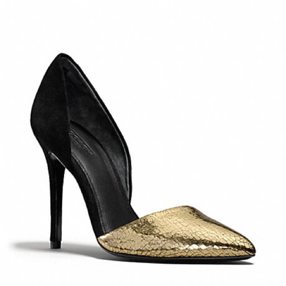 EU Coach Hollis D’orsey Pump Black/Gold Sz 8